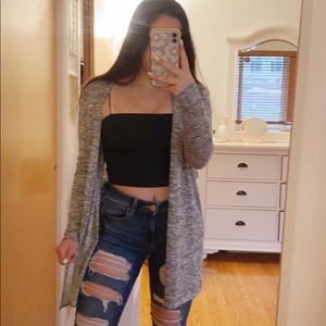 Grey Heathered Cardigan